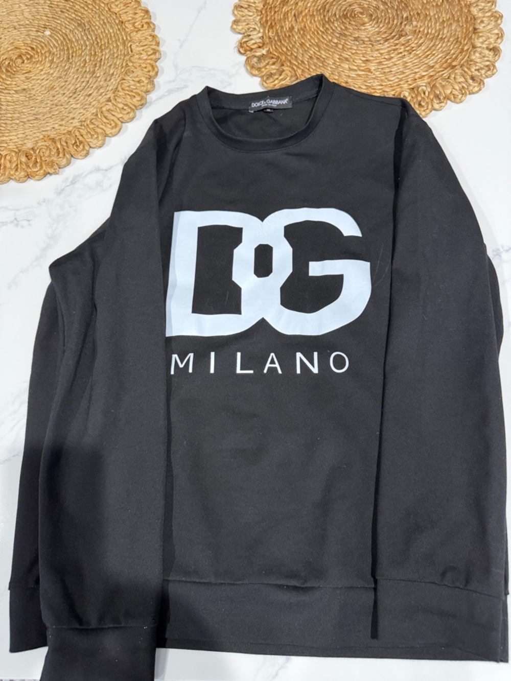 Dolce & Gabbana Black Sweatshirt with White DG Milano Logo